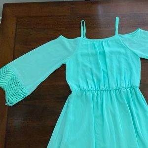 sea foam green girls formal dress